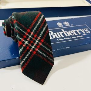 Rare Vintage Burberry Kids Tie LNWOT and Box Plaid Wool Made In Scotland 47x2.5”